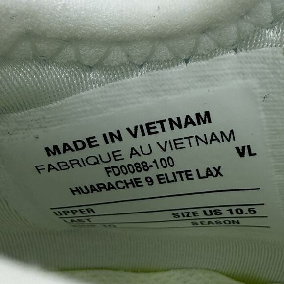 Nike Huarache 9 Elite Mid Mens 10.5 LAX Lacrosse White/Gold NEW - Picture 7 of 8